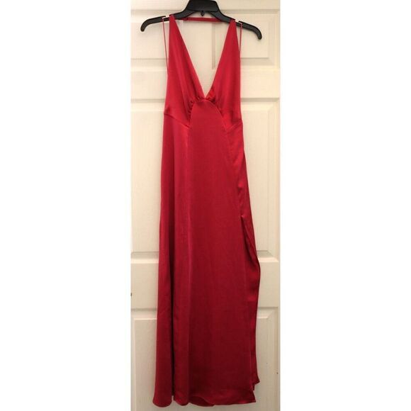 Free People OB1874583 Women's Sz Small Pink Satin Halter Low Back Maxi Dress - Picture 1 of 13